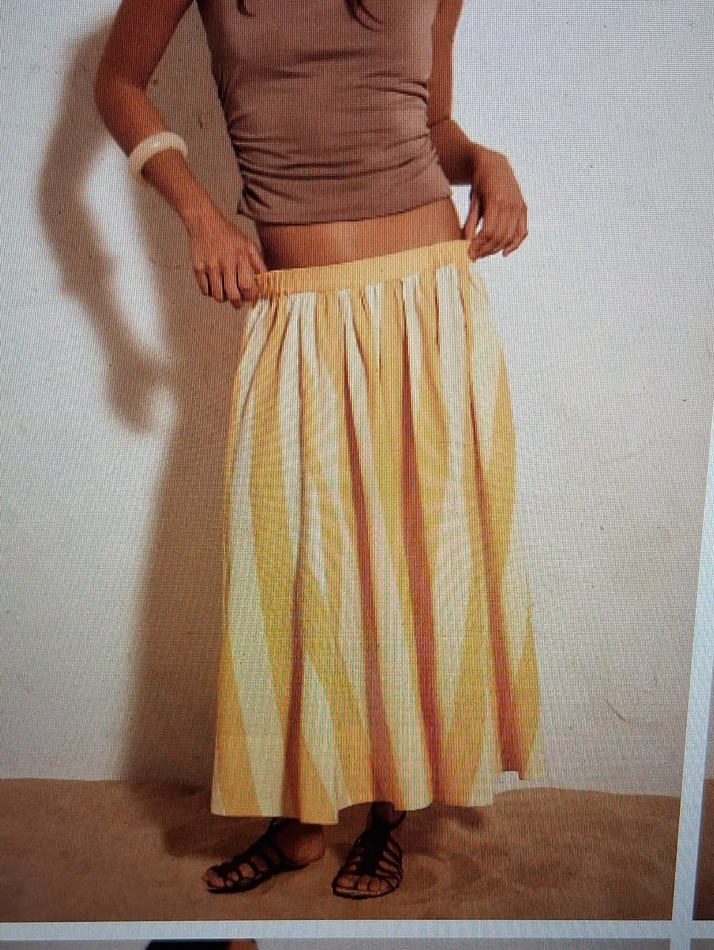 NWOT Free People Lowen Striped Midi Skirt Golden Combo XS
